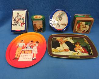 Lot 68. Six different Norman Rockwell tins and serving trays