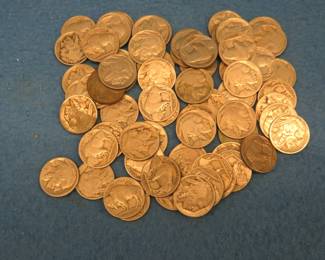Lot 122. 72 Buffalo nickels with readable dates