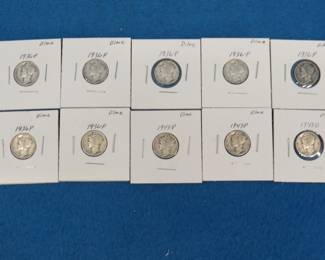 Lot 236. Ten Mercury dimes