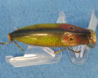 Lot 310. Vintage Heddon 2 1/2" River Runt Spook Sinker in the mid-1920's bait box