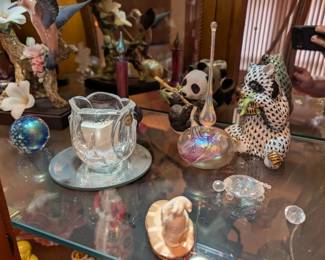 Herend Hungary Fishnet Panda, Glass Eye Studios Paperweight 