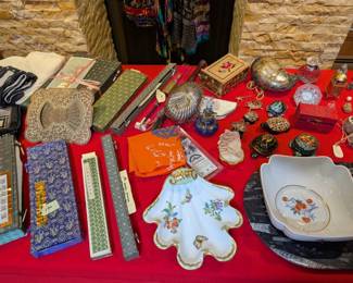 Calligraphy Sets, Brushes, Herend Hungary Dishes 