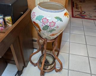 Franklin Mint Koi Fish Garden Bowl with Stand 