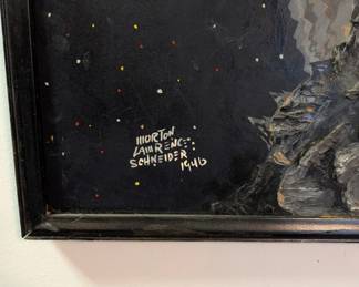 Original Morton Lawrence Schneider 1946 Acrylic on Board, Space Motif 