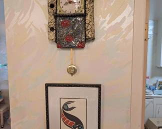 Studio ceramic clock, Inuit art 
