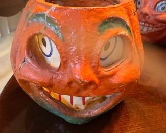 Antique paper mache jack o lantern