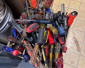 Box of all types of screw drivers