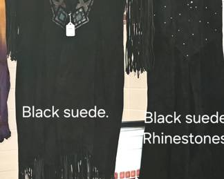 Gorgeous black suede - dramatic statement dresses.