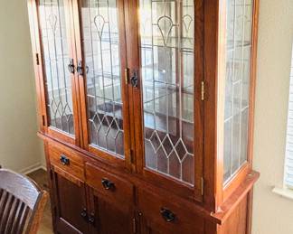 Mission Style Stickley China Cabinet with three drawers and two cabinets - $150