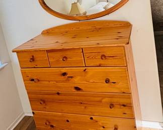 Tall Pine Dresser $65 - Oval Pine Wall Mirror $25