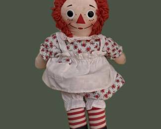 Vintage Raggedy Ann Knickerbocker  Red Floral Dress 15"