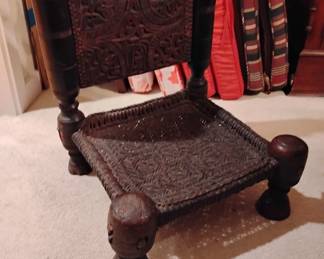 AS IS AFGHANISTAN TAN WEDDING  CHAIR.  JOINTS BROKEN FROM AGE