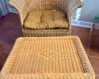 Great wicker chair & ottoman