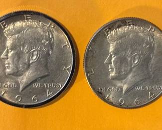 US 1964 Kennedy Half Dollars WExtra Sterling Silver Banding