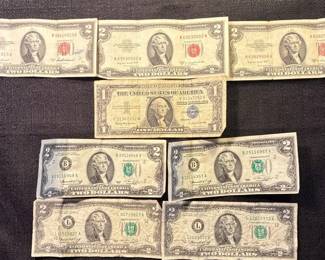 $2 Dollar Bills 1958 1976