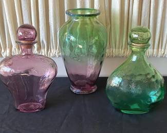Vintage Large Blown Glass Bottles Vase