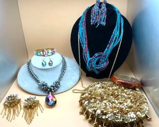 Gold Colorful Costume Necklaces