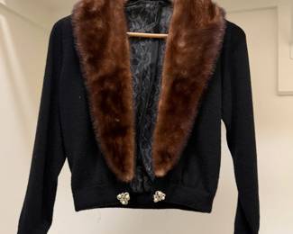 1950s Bernhard Altman Black Cashmere Mink Cardigan