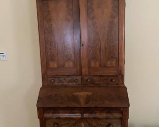 Baroque style, Antique Burled Walnut Secretary Desk