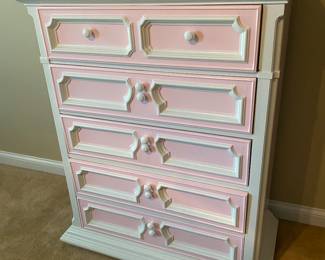 Pink & White 5 drawer Chest