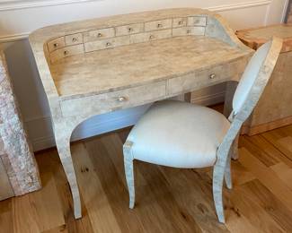 Maitland Smith , TESSELLATED STONE  Writing Desk & Chair