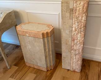 Maitland Smith, TESSELLATED STONE, End Table & Pedestal