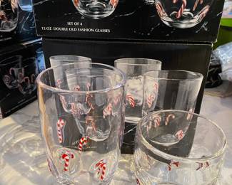 Set of Candy Cane Holiday Glasses, by Artland