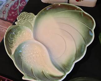 Vintage Royal Haeger Pottery Rooster Peacock Platter