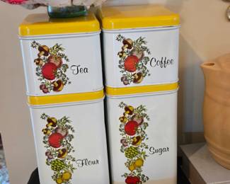 Vintage MCM Cheinco 4 Piece Tin Canister Set