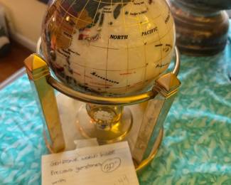 #44	Gemstone world globe with clock, hydrometer and temp	 $30.00 
