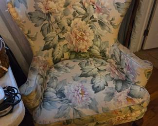 #28	Floral Covered Side Chair w/button Back w/wood legs	 $45.00 
