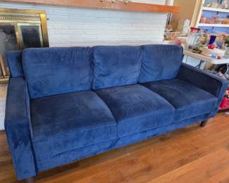 #13	Blue Suede Like Sofa - Comes apart in pieces for cushion use - 78" Long	 $250.00 

