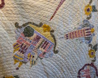 #2	Applique Machine -pieced  Quilt w/Scalloped Edges - All European Designs - 80x60	 $75.00 
