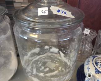 #72	Large glass flour container 14"	 $26.00 
