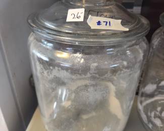 #71	Large glass flour container 14"	 $26.00 
