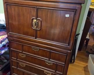 #22	Thomasville Chest of 4 drawers w/2 doors & shelves - 41x19x61 - One handle inside needs repair)	 $125.00 
