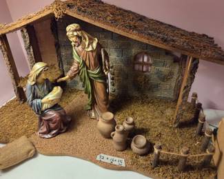 #26	Large Nativity Scene w/2 figures & 4 Pots - 7pc - 32x16x15	 $40.00 
