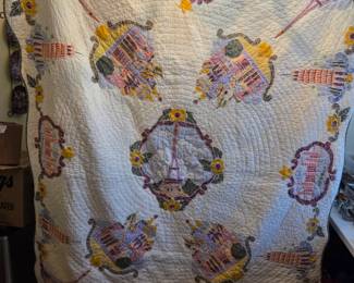 #2	Applique Machine -pieced  Quilt w/Scalloped Edges - All European Designs - 80x60	 $75.00 
