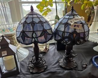 #46	Tiffany style desk pair of lamps 15" tall blue	 $150.00 
