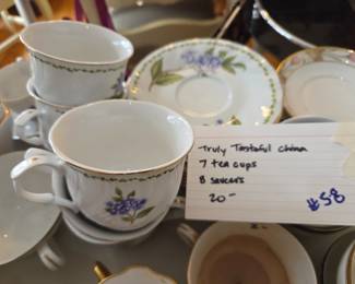 #58	Truly tasteful China 7 tea cups 8 saucers	 $20.00 
