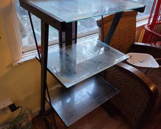 #31	Three Glass Shelf w/metal Supports Stand - 22x17x41	 $40.00 
