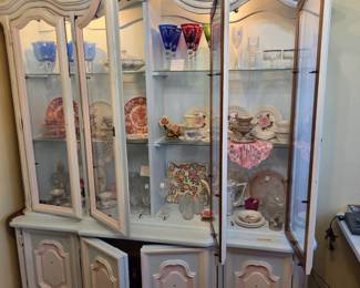 #7	Stanley Furniture Project Painted China Cabinet w/4 doors & 4 wooden Doors & 4 glass Shelves  - lighted w/drawers - 72x18x82 - You Move - Very Heavy	 $150.00 
