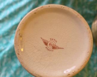 #45	Clarus ware matte cream w/gold scroll work design vase	 $75.00 
