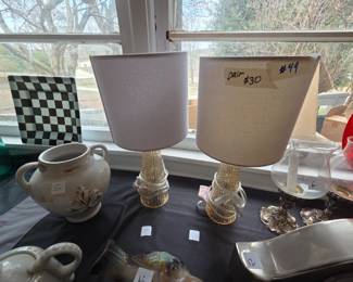 #49	Pair glass desk lamps 16"	 $30.00 
