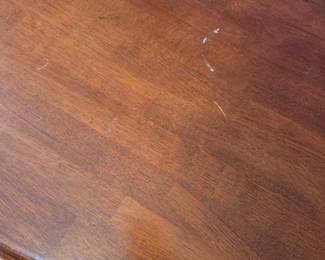 #1	Wood Round Dining Pedestal Table w/2 leaves stored inside 4  chairs (2 captains Chairs/ 1 needs to be recovered ) - 48-66x48x38	 $175.00 