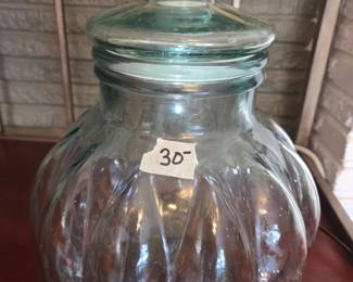 #66	Glass cookie jar with lid 13"	 $30.00 
