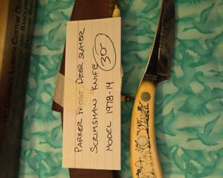 #50	Parker Frost Deer Slayer scrimshaw knife Model 1978-14	 $30.00 
