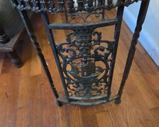 #9	Antique Brass Side Table w/side Panels w/removable marble top - 29x11x22	 $125.00 
