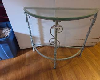 #54	Half moon shelf stand with glass top 32x12x29	 $20.00 
