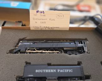 #105	HO scale Bachmann Plus Southern Pacific engine and tender w/smoke and light	 $50.00 
